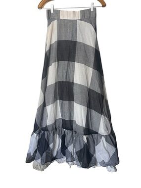 Ellen Tracy 70’s Black and White Buffalo Check Maxi Skirt Ruffle slip
